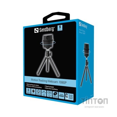 Веб-камера Sandberg Motion Tracking Webcam 1080P + Tripod Black (134-27)