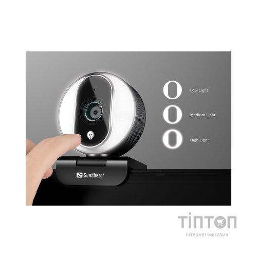 Веб-камера Sandberg Streamer Webcam Pro Full HD Autofocus Ring Light Black (134-12)
