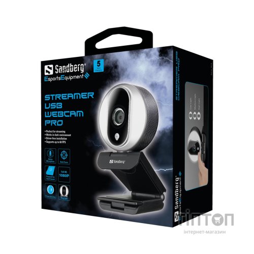 Веб-камера Sandberg Streamer Webcam Pro Full HD Autofocus Ring Light Black (134-12)