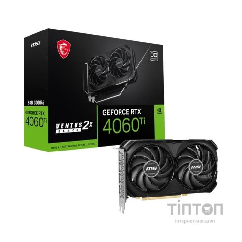 Відеокарта MSI GeForce RTX4060Ti 8Gb VENTUS 2X BLACK OC (RTX 4060 Ti VENTUS 2X BLACK 8G OC)