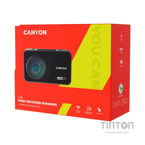 Відеореєстратор Canyon DVR40GPS UltraHD 4K 2160p GPS Wi-Fi Black (CND-DVR40GPS)