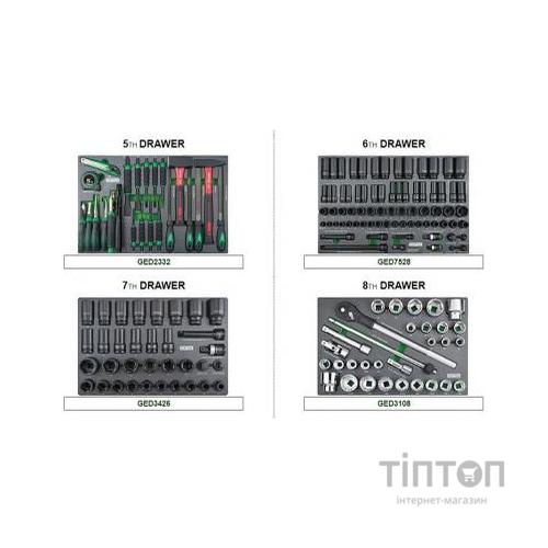 Візок з інструментом Toptul Pro-Plus в інструментальному візку 8 секцій 448 од. сіра (GE-44803)