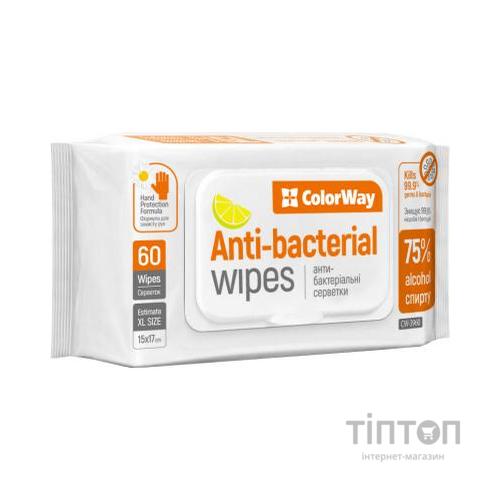 Вологі серветки ColorWay Спиртові антибактеріальні для дезінфекції 15x17 см 60 шт. (CW-3960)
