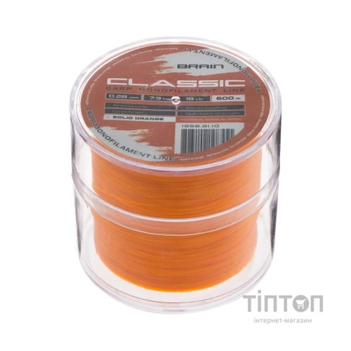 Волосінь Brain Classic Carp Line (solid orange) 600m 0.28mm 18lb 7.9kg (1858.81.10)