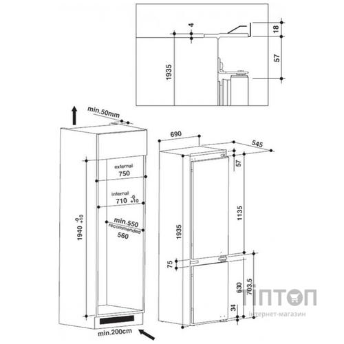 Встраиваемый холодильник Whirlpool SP40 801 EU
