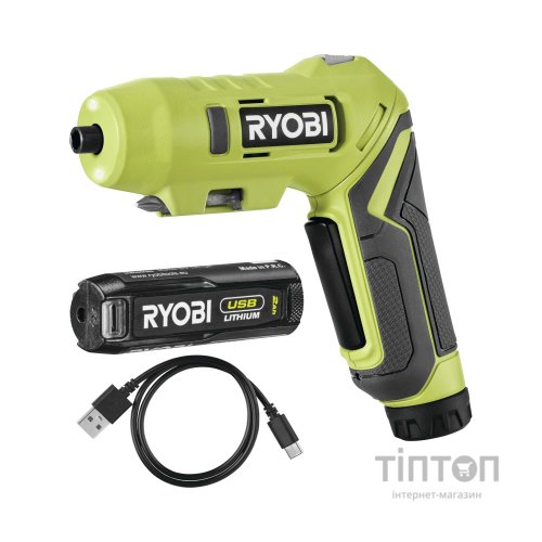 Викрутка акумуляторна Ryobi RSDP4-120G 4В, USB, Lithium, 1х2Ah, 5Нм, 200об/хв, поворотна ручка (5133005958)