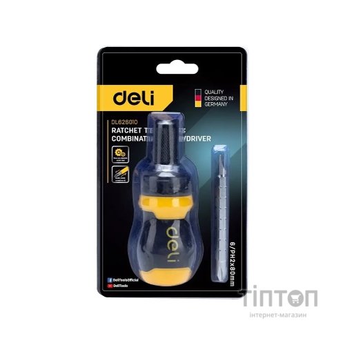 Викрутка Deli PH2 + SL6 з тріскачкою (EDL626010)