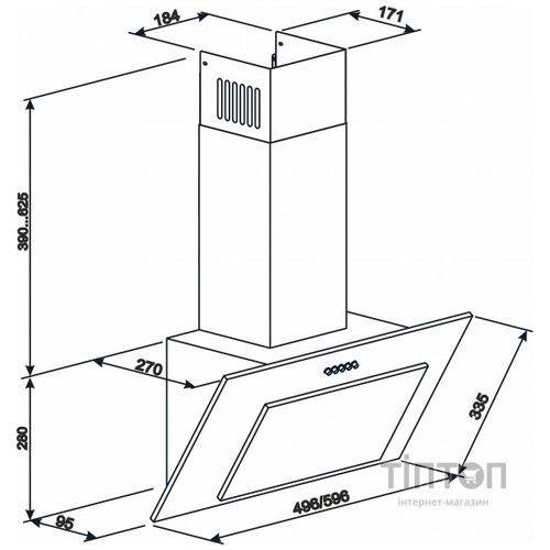 Витяжка Eleyus Vertical 470 60 WH