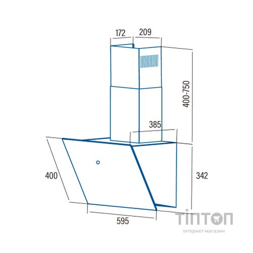 Витяжка кухонна Cata LENA 600 XGBK (02032205)