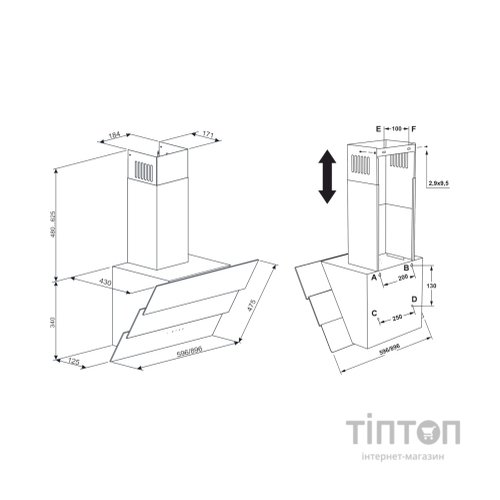 Витяжка кухонна Eleyus FENIX 1200 LED 60 BL