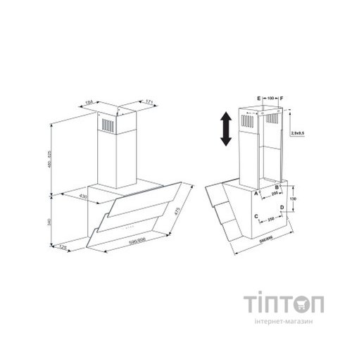 Витяжка кухонна Eleyus FENIX 1200 LED 60 WH