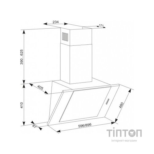Витяжка кухонна Eleyus Titan A 1200 LED SMD 90 BL
