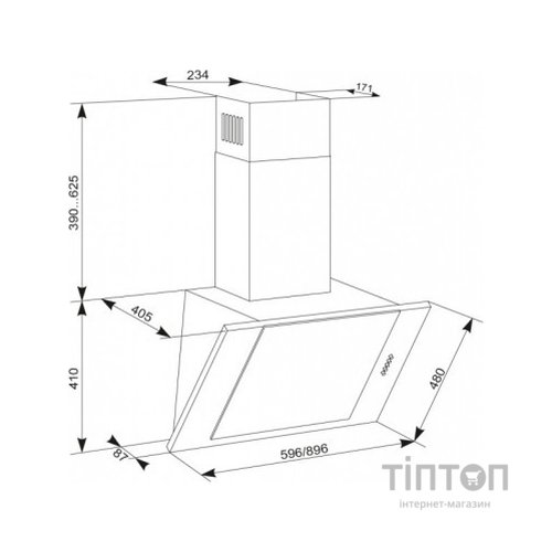 Витяжка кухонна Eleyus Titan A 1200 LED SMD 90 IS+BL