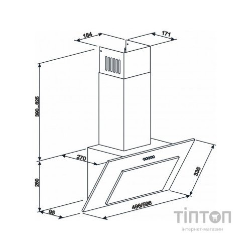 Витяжка кухонна Eleyus VERTICAL 1000 50 BL