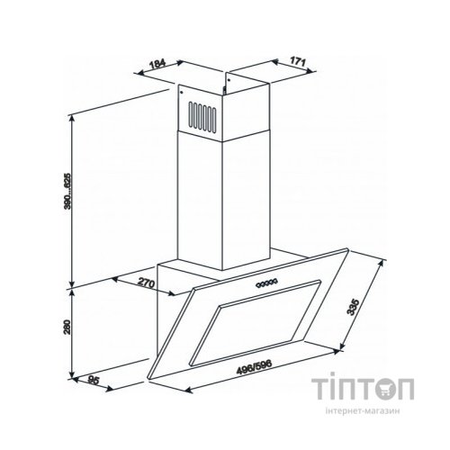Витяжка кухонна Eleyus VERTICAL 1000 60 BL