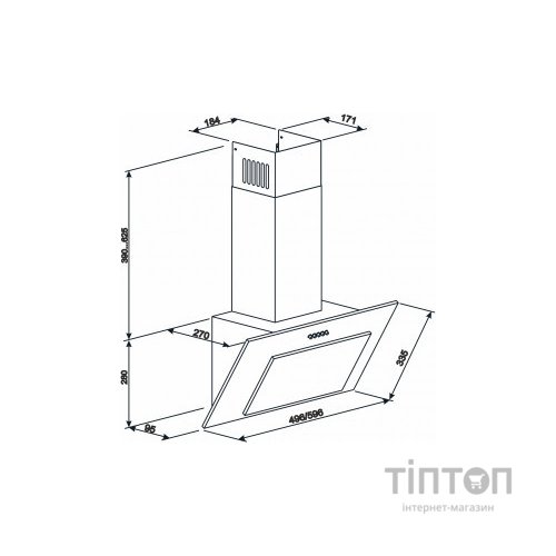 Витяжка кухонна Eleyus VERTICAL 470 50 BL