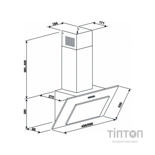 Витяжка кухонна Eleyus VERTICAL 470 50 WH