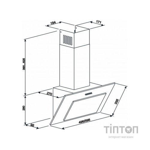 Витяжка кухонна Eleyus VERTICAL 470 60 BL