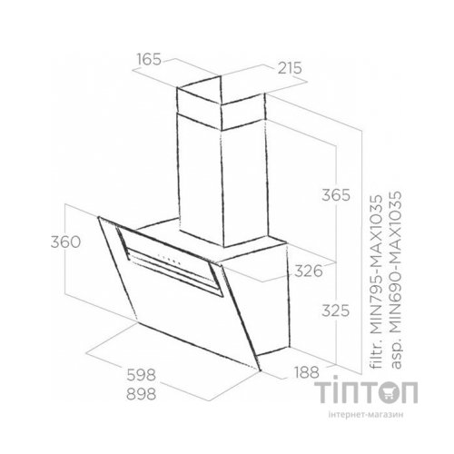 Витяжка кухонна Elica SHEEN-S BL/A/60