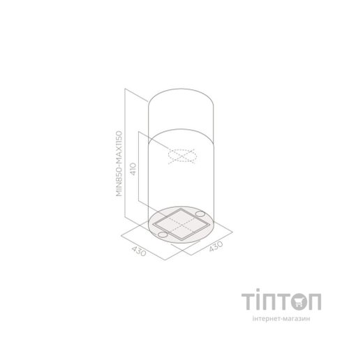 Витяжка кухонна Elica TUBE PRO ISLAND BL MAT/A/43
