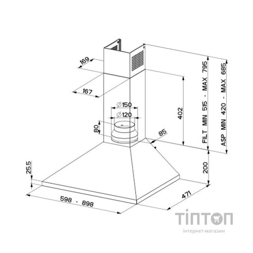 Витяжка кухонна Faber Value Pb Bk A60 (320.0557.543)