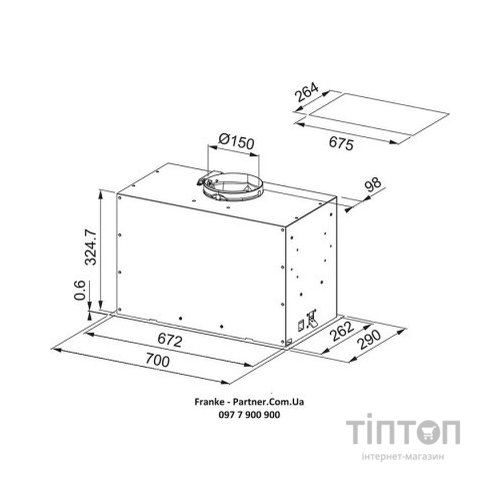 Витяжка кухонна Franke Box Flush EVO FBFE BK MATT A70 (305.0665.365)