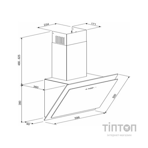 Витяжка кухонна GRANADO Vivares 1614-1200 black glass (GCH336411)