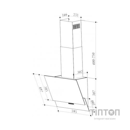 Витяжка кухонна Interline ALTEA BK A 60 PB/GL/A (ALTEABKA60PB/GL/A)