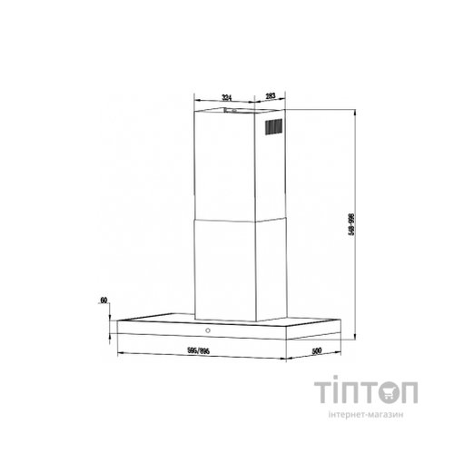 Витяжка кухонна Interline CUBA X/BL 60 TB/2/T