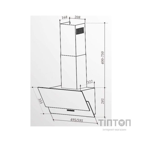 Витяжка кухонна Interline GOLF BK A/60/PB/GL/T
