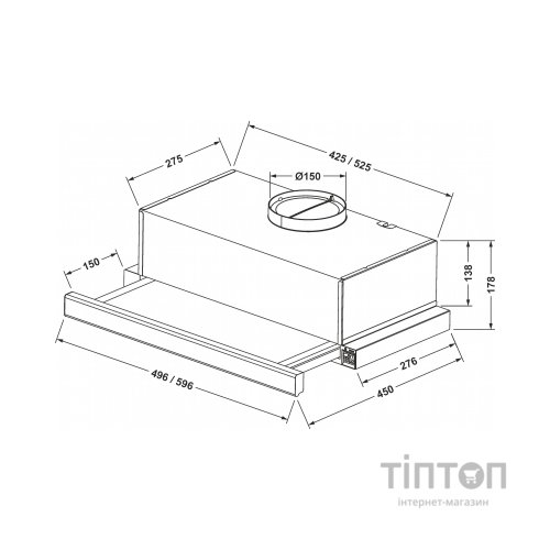 Витяжка кухонна Jantar TLT 650 LED 60 IS+GR