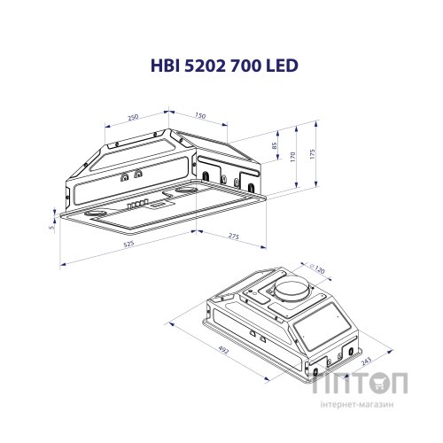 Витяжка кухонна Minola HBI 5202 I 700 LED
