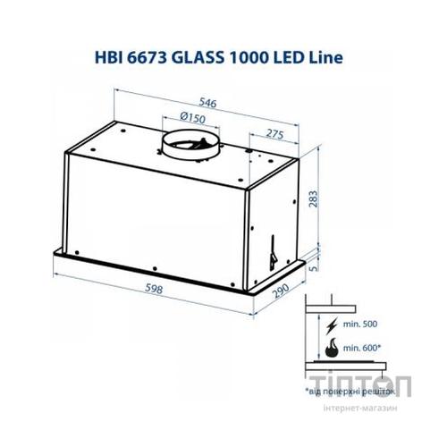 Витяжка кухонна MINOLA HBI 6673 BL GLASS 1000 LED Line
