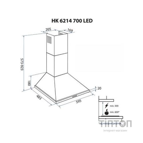 Витяжка кухонна Minola HK 6214 I 700 LED