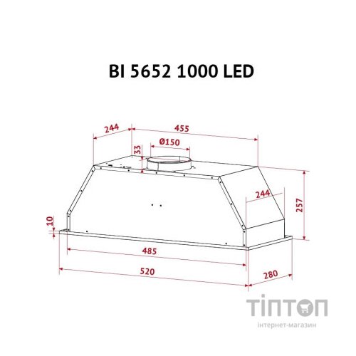 Витяжка кухонна Perfelli BI 5652 I 1000 LED