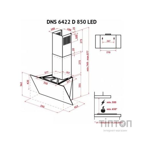 Витяжка кухонна PERFELLI DNS 6422 D 850 IV LED