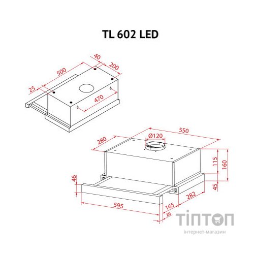 Витяжка кухонна Perfelli TL 602 BL LED