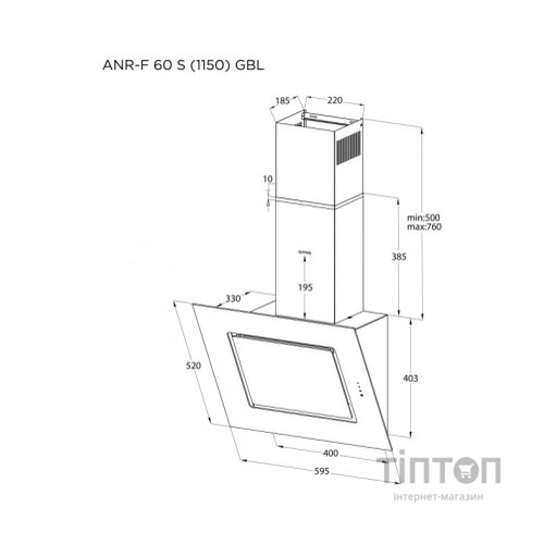 Витяжка кухонна Pyramida ANR-F 60 S (1150) GIV