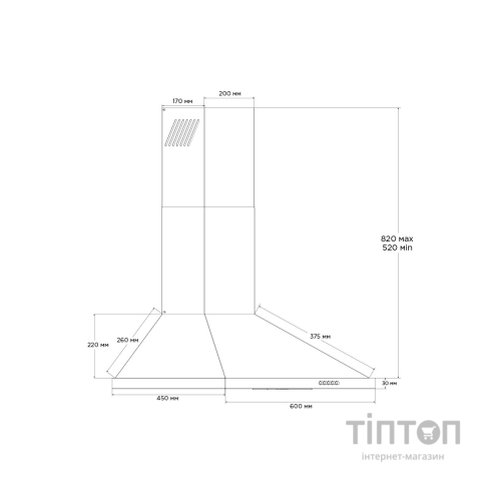 Витяжка кухонна Pyramida KT 60 WH