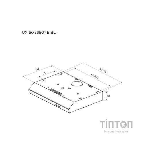 Витяжка кухонна Pyramida UX 60 (380) B BL