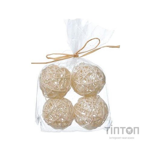 Ялинкова іграшка Jumi кульки ротангові 4 шт. білий (5900410670280)