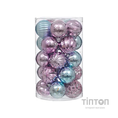 Ялинкова іграшка Jumi mix 25 шт (6 см) блакитн., бузковий (5900410400269)