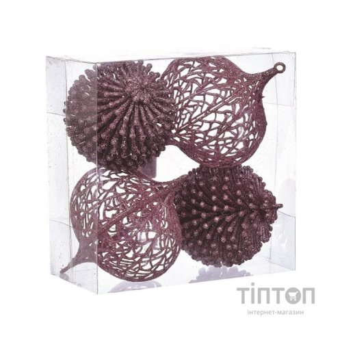 Ялинкова іграшка Jumi mix 4 шт, 10см, пластик, бузковий (5900410893269)