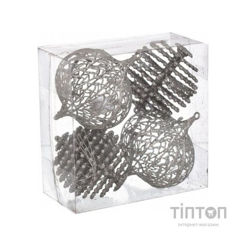 Ялинкова іграшка Jumi mix 4 шт, 10см, пластик, срібний (5900410386822)