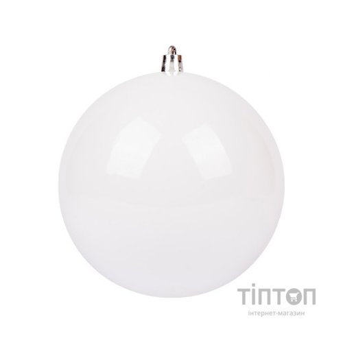 Ялинкова іграшка Novogod`ko куля, пластик, 8 cм, біла, глянець (974035)