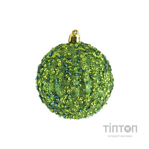 Ялинкова іграшка YES! Fun Листяний куля з паєтками, темно зелений 8 см (972932)