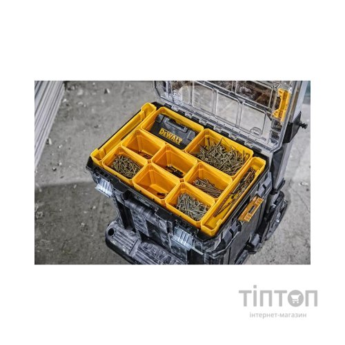 Ящик для інструментів DeWALT TSTAK, прозора кришка, 10 чашок, IP54 (DWST82968-1)