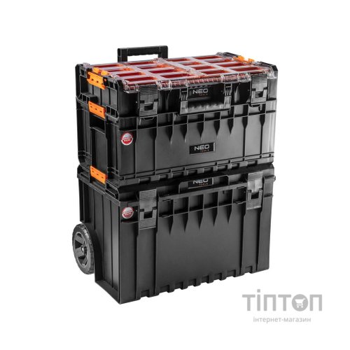 Ящик для інструментів Neo Tools модульна система,, на коліщатках, 3 модуля (2 бокси+органайзер) (84-278)