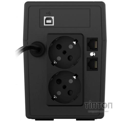 ИБП NJOY Cadu 850 (UPCMTLS685TCAAZ01B), Lin.int., AVR, 2 x Schuko, USB, LCD, пластик