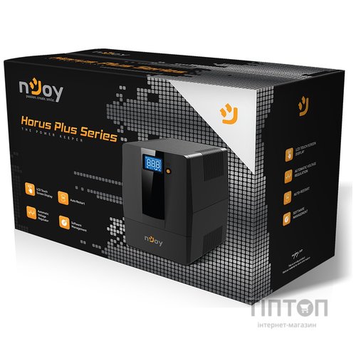 ИБП NJOY Horus Plus 1000, Lin.int., AVR, 4 x евро, USB, LCD, пластик